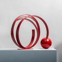 Geometric Circle Sculpture Metal Ornament for Home and Office Decor