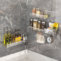 Wall-Mounted Bathroom Shelf with Towel Bar and Storage Organizer, No-Drill Installation