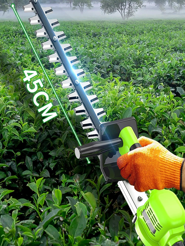 Cordless Electric Hedge Trimmer with Auxiliary Handle for Garden Pruning and Shaping
