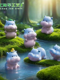Miniature Hippo Figurines for DIY Micro Landscape Decor
