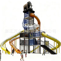 Outdoor Stainless Steel Playground Slide Set with Swings and Climbing Net