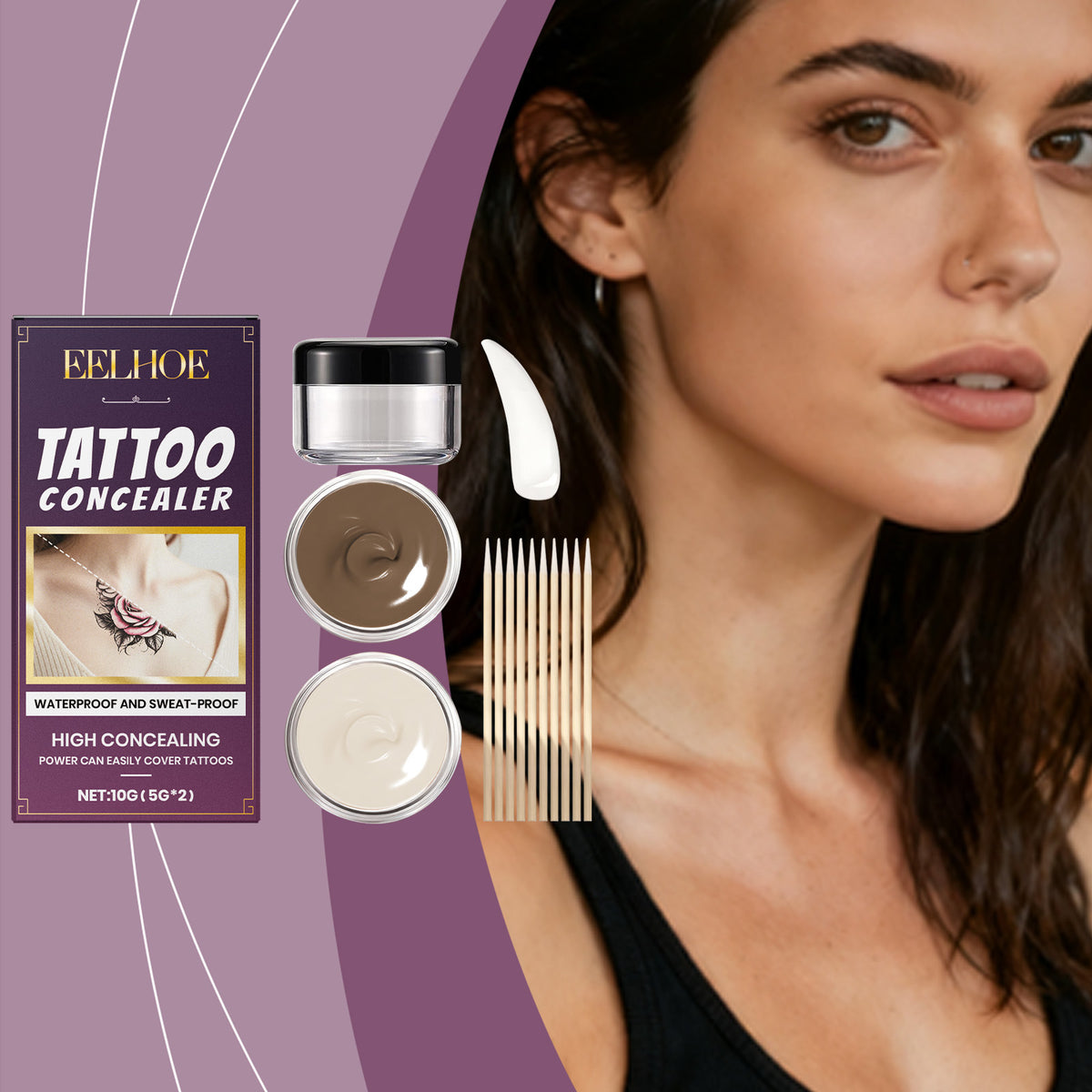 EELHOE Tattoo Concealer Set, Natural & Waterproof Body Makeup for Tattoo Cover Up, Suitable for Multiple Occasions