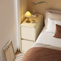 Cream Style Ultra-Narrow Bedside Table, Mini Small Nightstand, Light Luxury Solid Wood End Table for Small Spaces