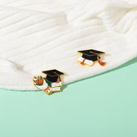 Graduation Season Alloy Brooch Pin Set with Bouquet, Certificate, and Mortarboard Designs