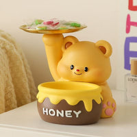 Cute Bear Resin Ornament Key Storage Tray for Entryway Decor