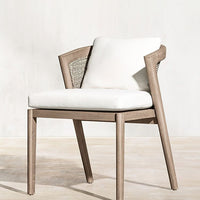 Outdoor Teak Wicker Dining Set Nordic Style Patio Leisure Table and Chairs Weatherproof