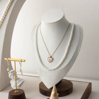 Walnut Wood Jewelry Display Stand for Necklaces, Rings, and Earrings - Countertop Showcase Organizer