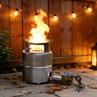 Portable Wood Gasification Stove with Fan for Outdoor Cooking and Heating