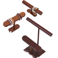 Solid Wood Double Bar Jewelry Organizer Stand for Necklaces Bracelets Watches