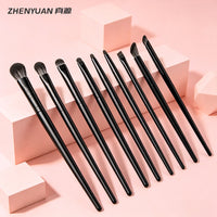 Cangzhou 6-Piece Black Wire Drawing Eye Makeup Brush Set with Animal Hair for Eyeshadow, Foundation, Blush, Concealer