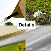 Portable Oxford Cloth Tarp Tent with Black Glue Coating for Camping, Sun Protection, Rainproof, Windproof, Full Shading