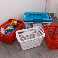 Plastic Shopping Basket with Handles for Supermarket, Grocery, Snacks, Fruit, KTV Beer