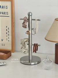 Ins Style Stainless Steel Desktop Organizer Rack for Cups, Jewelry, and Hair Accessories