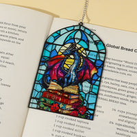 Fantasy Stained Glass Style Acrylic Bookmark with Dragon Pattern