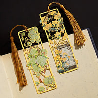 Vintage Style Metal Bookmark with Tassel Pendant, Hollow Carved Design for Students and Teachers