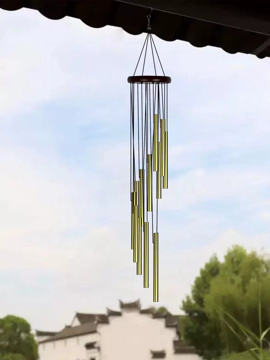 12-Tube Wind Chime Outdoor Patio Balcony Hanging Ornament Metal Tubes Colorful Bedroom New Camping Clear Bell Home Decor