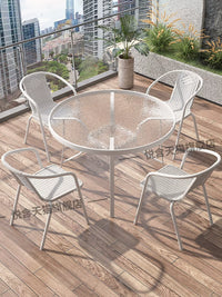 Outdoor Patio Bistro Set with Folding Glass Table and 2 Chairs