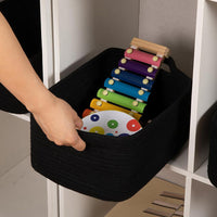 Rectangular Cotton Rope Storage Basket Woven Decorative Organizer for Toys and Sundries