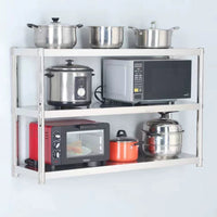 Stainless Steel Wall-Mounted Kitchen Storage Rack with 2 or 3 Tiers for Spices and Utensils
