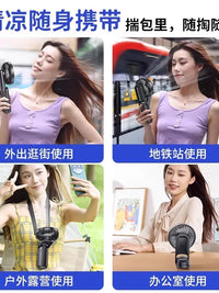 Portable Handheld Fan with LED Flashlight, Rechargeable Personal Fan for Travel, Desk, and Neck, Long-Lasting Battery