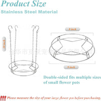 Stainless Steel Plant Pot Tray with Chain and Hook for Elevated Planters
