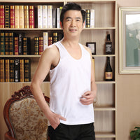 Men's Cotton Sleeveless Undershirt / Short Sleeve T-Shirt for Middle-Aged & Elderly, Loose Fit, Plus Size