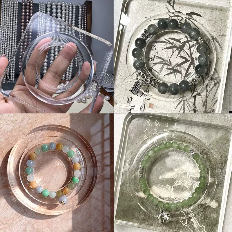 Clear Acrylic Bracelet Display Stand for Jewelry, Beads, and Collectibles - Organizer Tray and Photography Prop