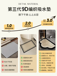 Linen Bathroom Mat Non-Slip Absorbent Floor Mat for Home Entrance Shower