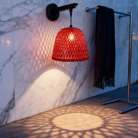 Solar Powered Bamboo Lantern Outdoor Wall Light - Vintage Woven Decorative Lamp for Patio & Garden