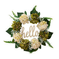Haobei Summer Hydrangea Green Leaf Wreath for Front Door Decor