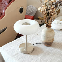 Creative Donut Shaped Table Lamp with Glass Shade and Metal Stand, Modern Minimalist Bedroom Bedside Desk Lamp