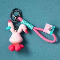 Gradient Rabbit Cartoon Car Keychain Backpack Ornament Couple Keyring Ins Small Gift