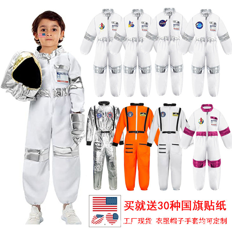 Kids Astronaut Costume Set with Gloves for Halloween Cosplay & Parties