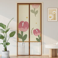 Magnetic Screen Door with Cartoon Floral Design, Self-Adhesive Mosquito Net Curtain for Home