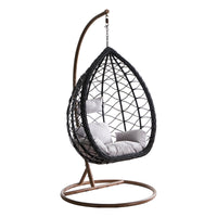 Outdoor Rattan Swing Chair with Cushion for Patio Garden Balcony