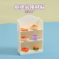 Miniature Supermarket Shelf Dollhouse Accessory with Simulated Snacks and Drinks