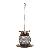 Metal Owl Hanging Bird Feeder for Garden and Patio