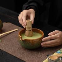 Tenmoku Starry Sky Matcha Tea Bowl Set with Whisk Stand and Tools