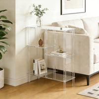 Acrylic 4-Tier Square Side Table Transparent Nightstand Decor Corner Table