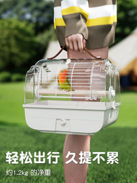 Portable Parrot Carrier Cage for Outdoor Travel - Easy Clean, Anti-Splash Design for Budgies, Cockatiels, and Sun Conures
