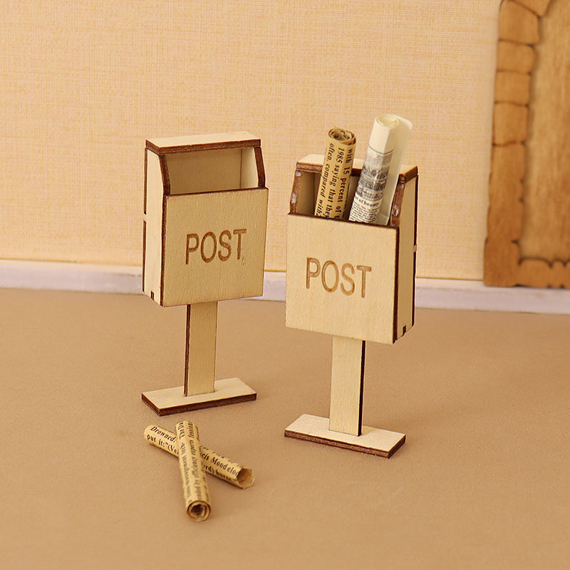 Dollhouse Miniature Christmas Mailbox Model Ornament for DIY Scene Decor