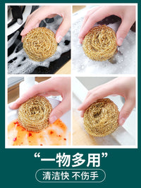 Brass Wire Scrubber for Kitchen Cleaning, Non-Shedding Pot and Dish Scrubber