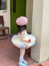 Girls' Korean Style Lace Hollow Tutu Dress Set for Summer