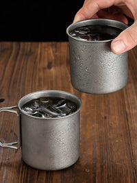 Vintage 304 Stainless Steel Folding Cup Outdoor Camping Coffee Tea Mug