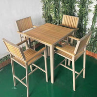 Outdoor Wood-Plastic Composite Dining Table and Chairs Set for Patio Garden