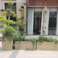 Outdoor Stainless Steel Planter Box Galvanized Iron Large Flower Bed Mobile Planting Trough Commercial Square Garden Landscape