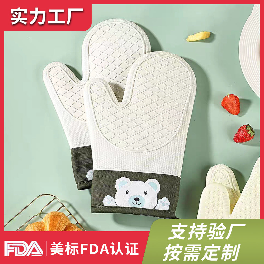 Heat Resistant Silicone Oven Mitts for Baking and Cooking, Non-Slip Microwave Gloves