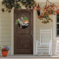 Welcome Round 3D Wooden Door Sign Farmhouse Decor Wall Hanging Spring Summer Wreath