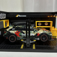 1:24 Scale Alloy Car Model DIY Repair Shop Display Case with Lights and Acrylic Cover