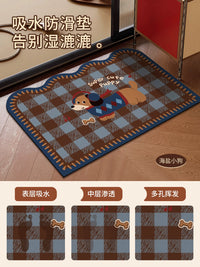 Vintage Cartoon Diatomaceous Earth Bath Mat Absorbent Non-Slip Floor Mat for Bathroom Entryway